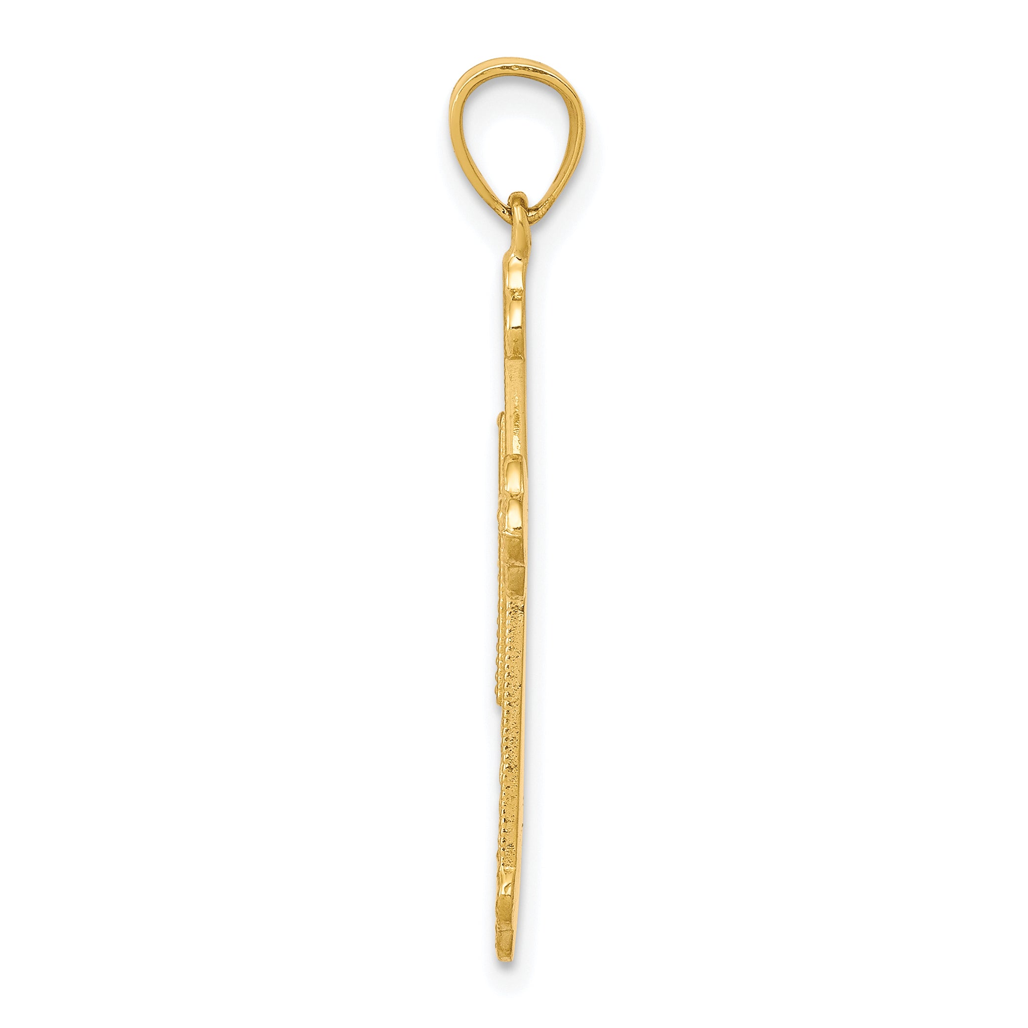 10K Gold Budded Cross Pendant with Polished Finish  Solid and Elegant Design