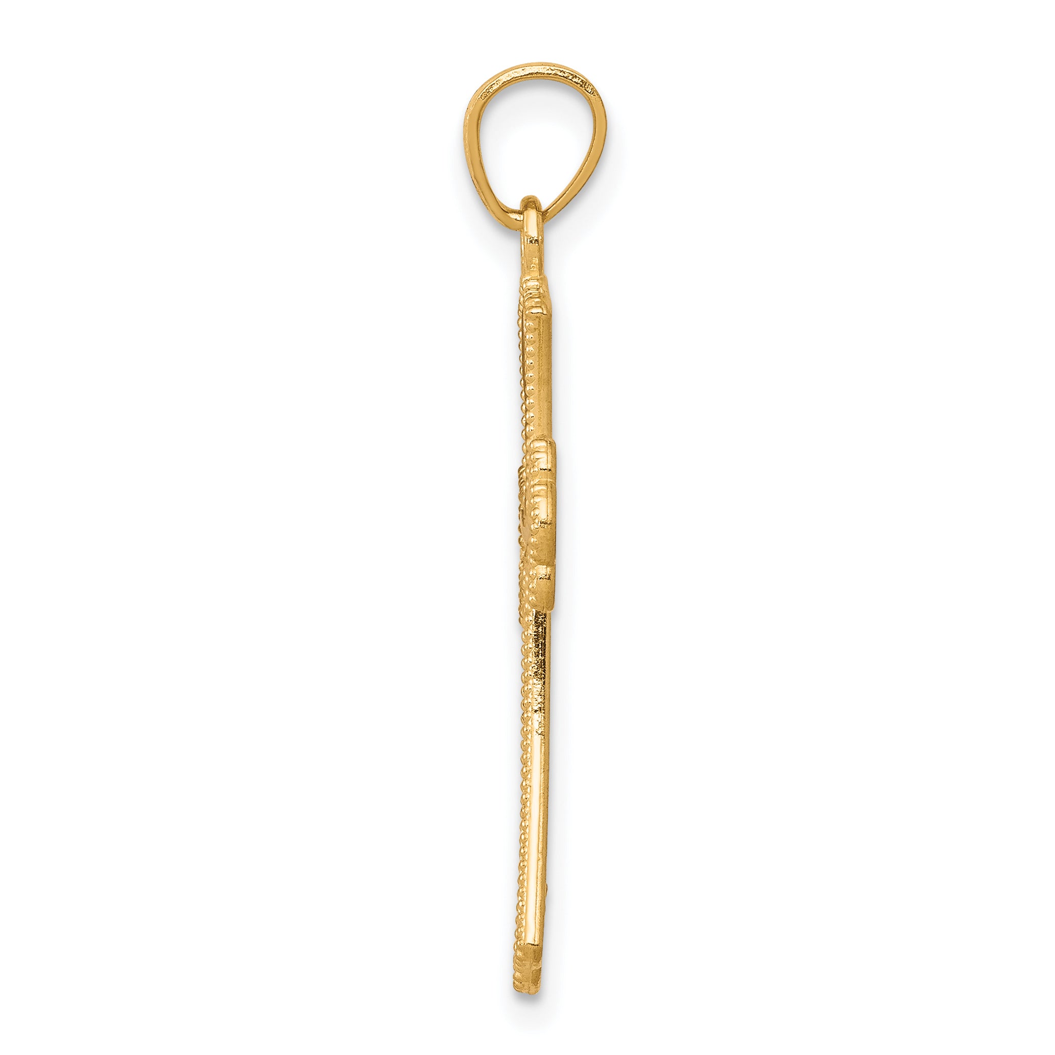10K Yellow Gold Diamond-Cut Cross Pendant with Rhodium Accents Polished Finish