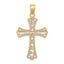 10K w/ Rhodium Diamond-Cut Cross Pendant