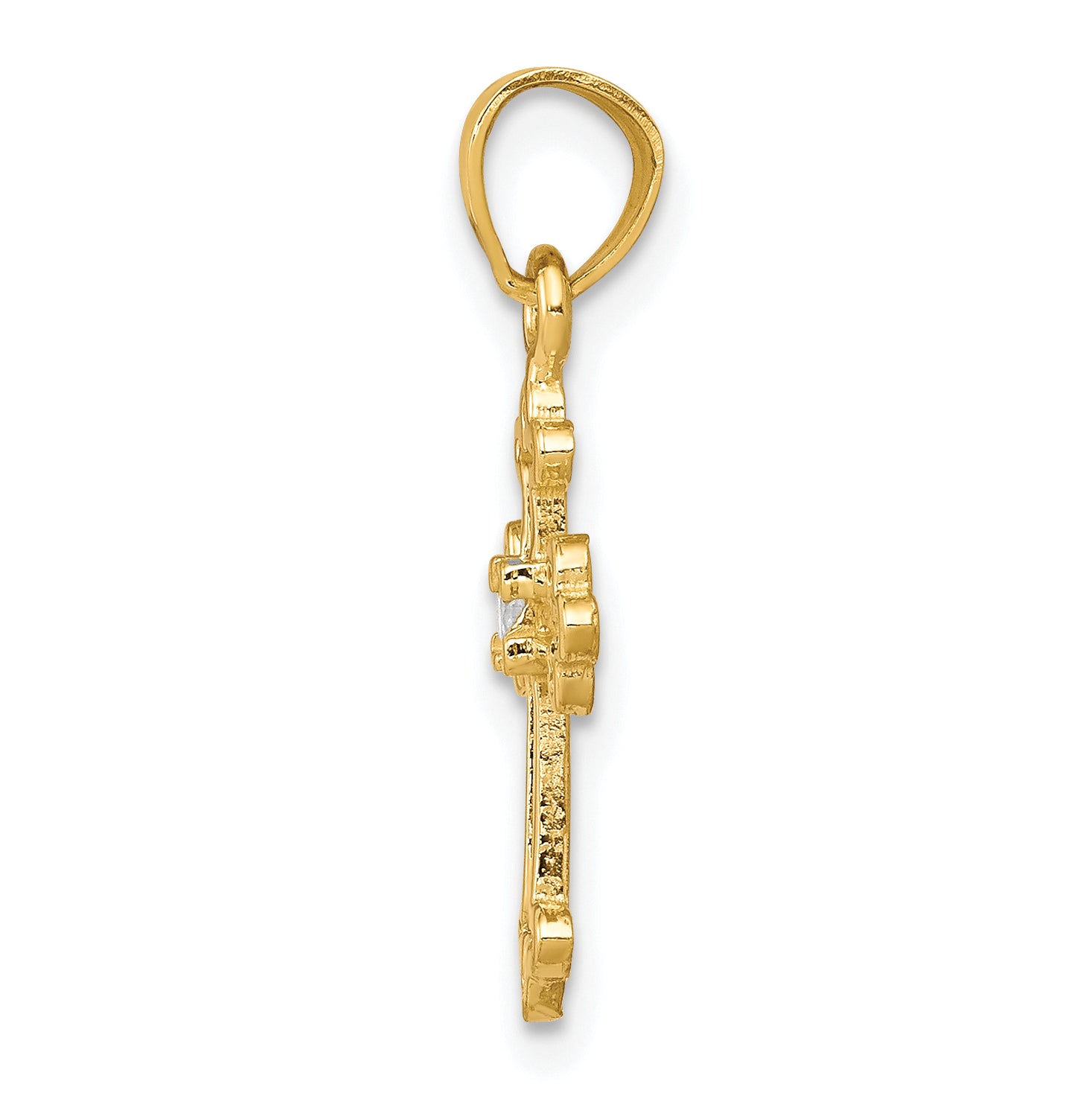 10K Gold Cross Pendant with CZ Stones  Polished & Elegant Secondary image