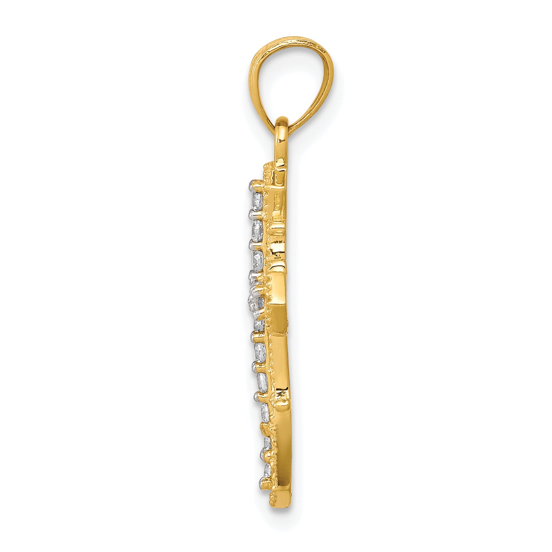 10K Gold CZ Cross Pendant with Polished Finish and Solid Design Secondary image
