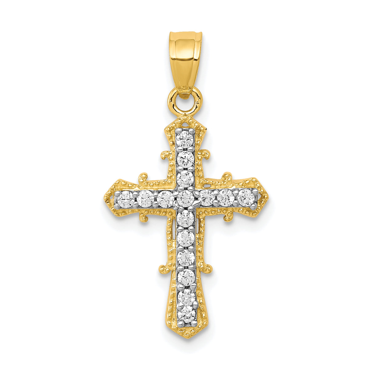 10k CZ Cross Pendant