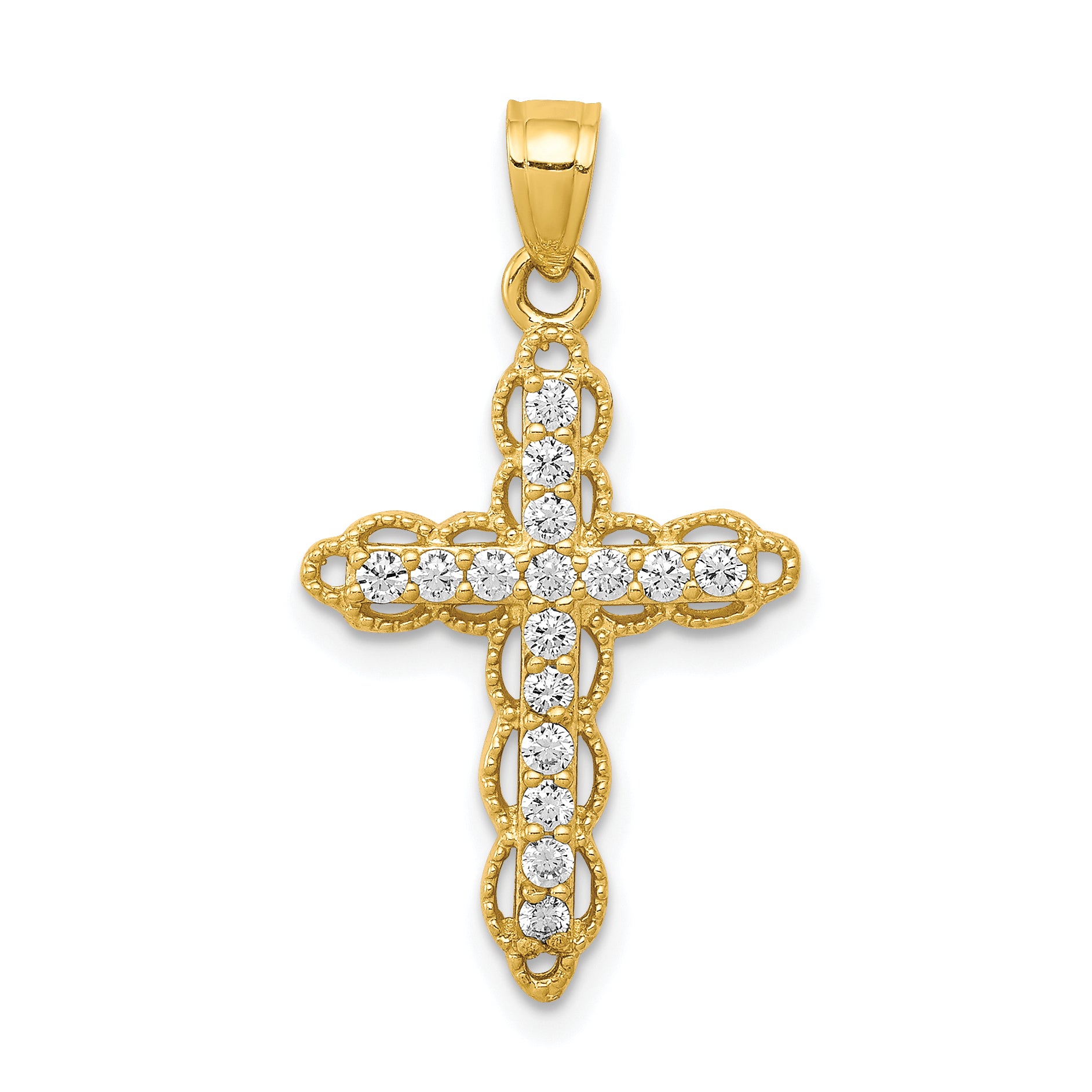 10k CZ Filigree Cross Pendant Main image