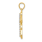 10K Gold CZ Filigree Cross Pendant with Polished Finish Elegant Design