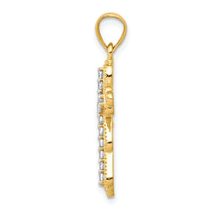 10K Gold CZ Filigree Cross Pendant with Polished Finish Elegant Design