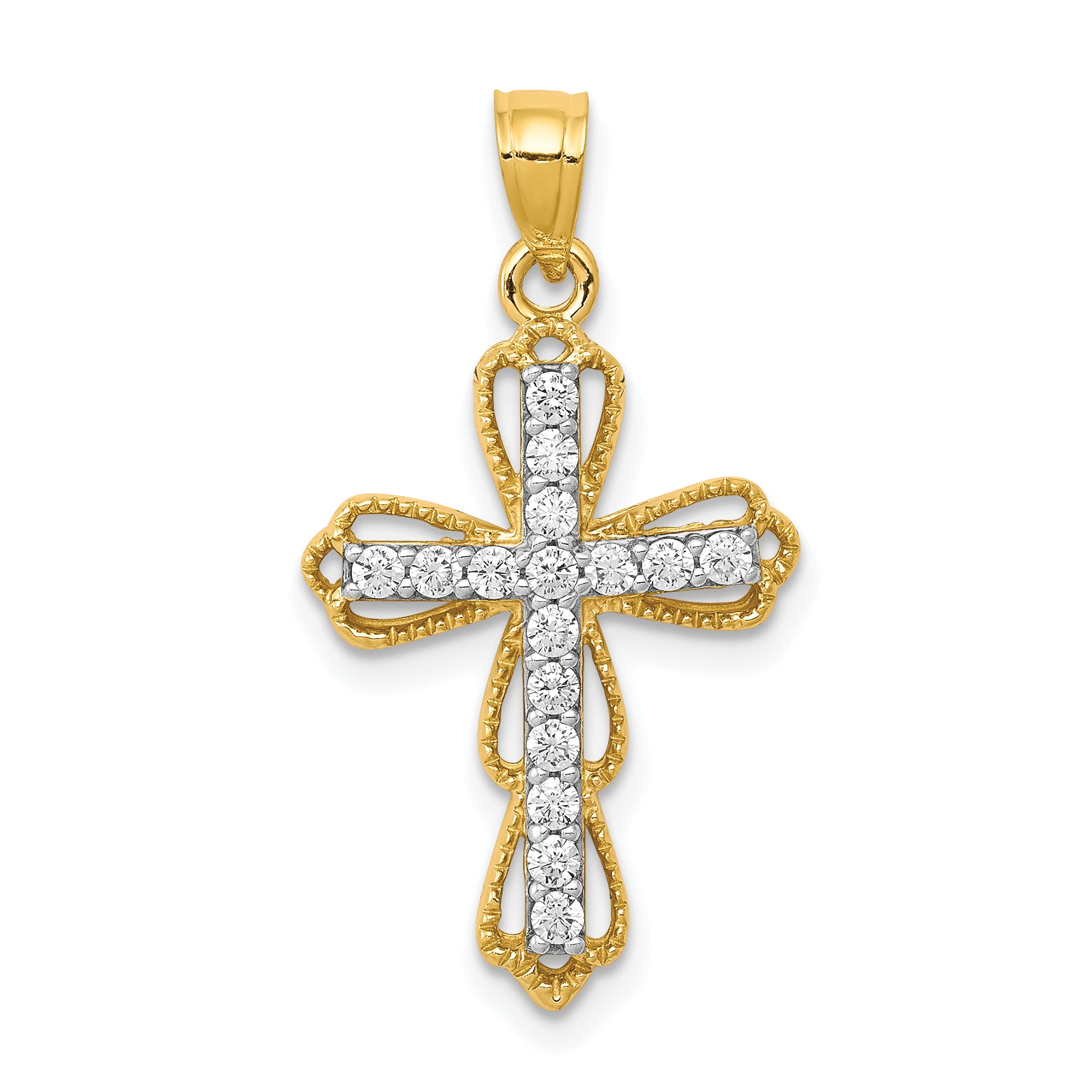10k CZ Filigree Cross Pendant Main image
