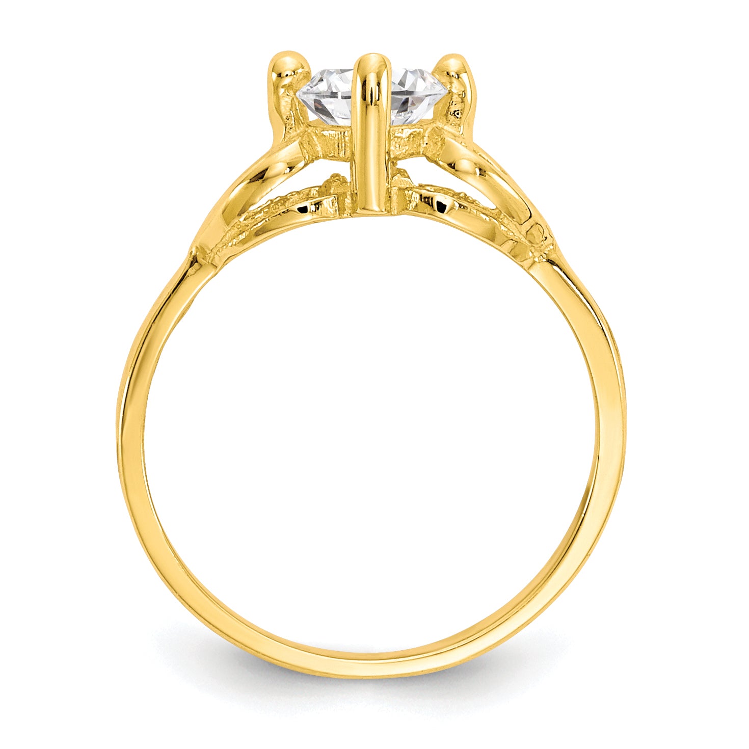 10k CZ Polished Baby Ring Secondary image