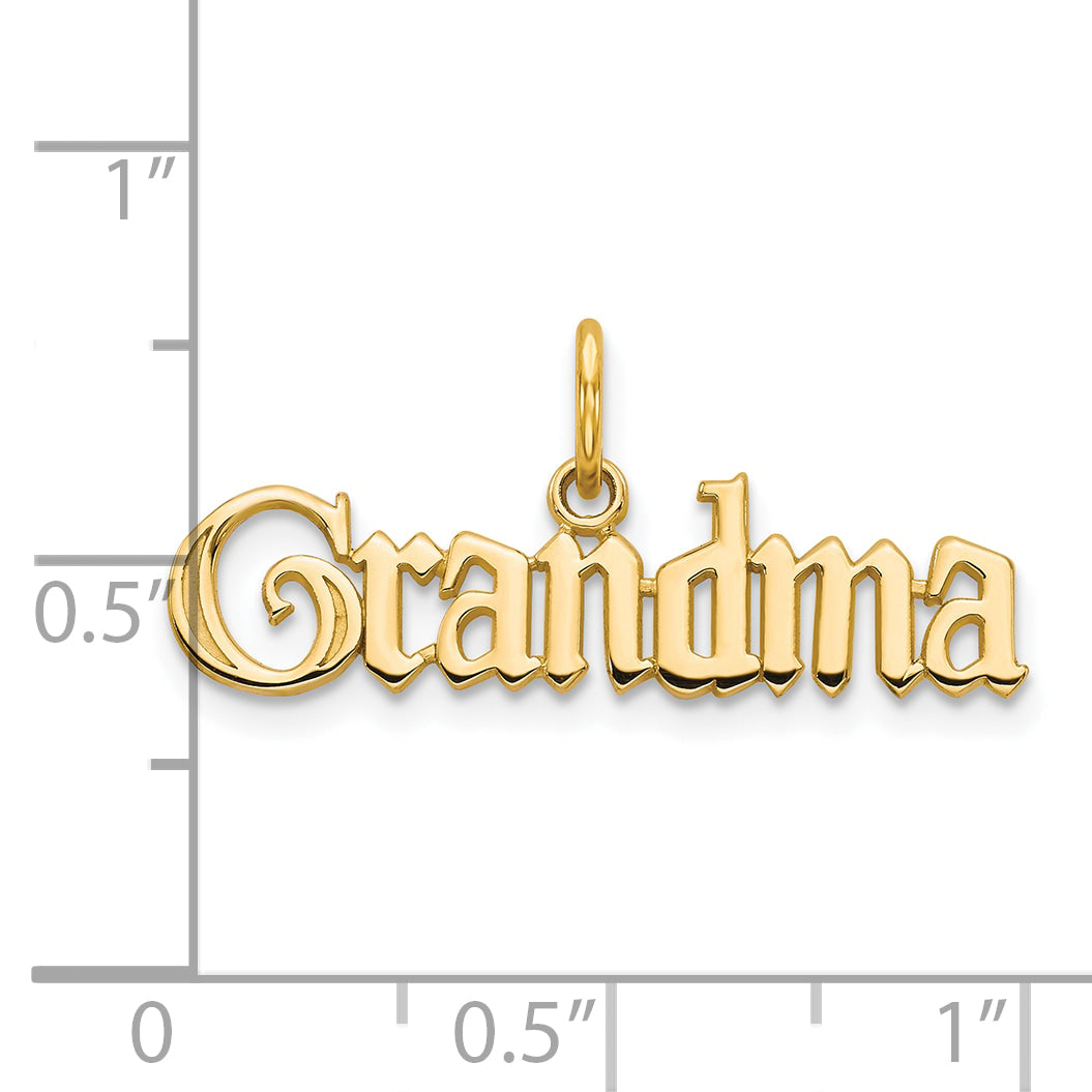 10K Gold Polished GRANDMA Charm Pendant  Solid, Elegant Design