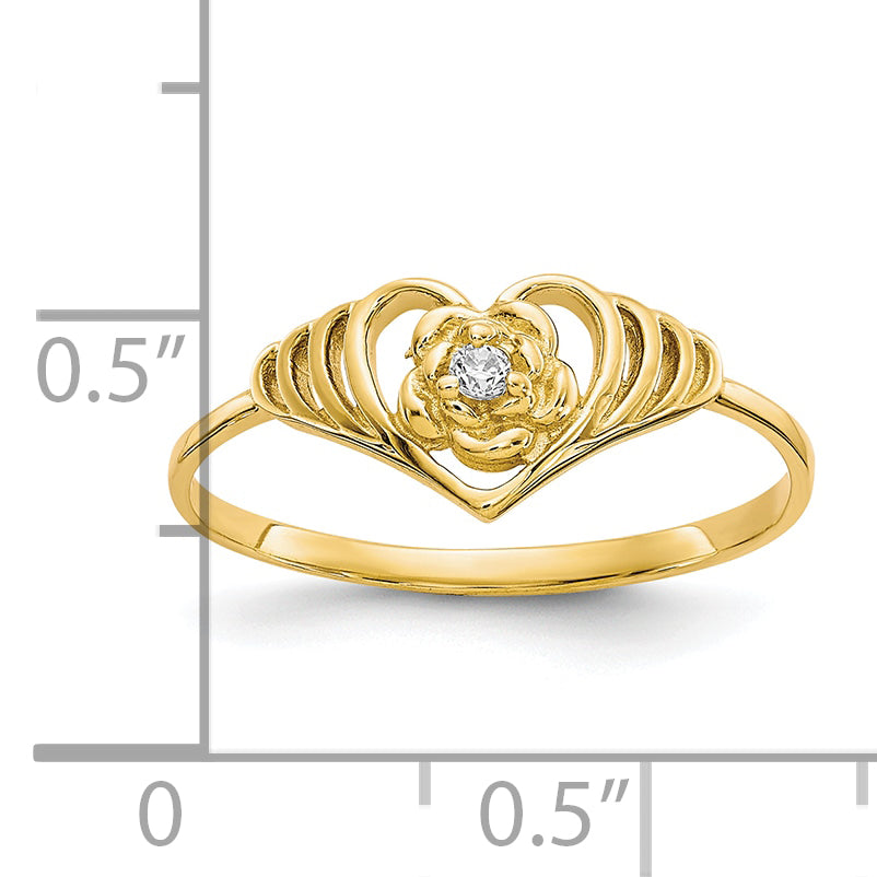 10k CZ Heart Ring