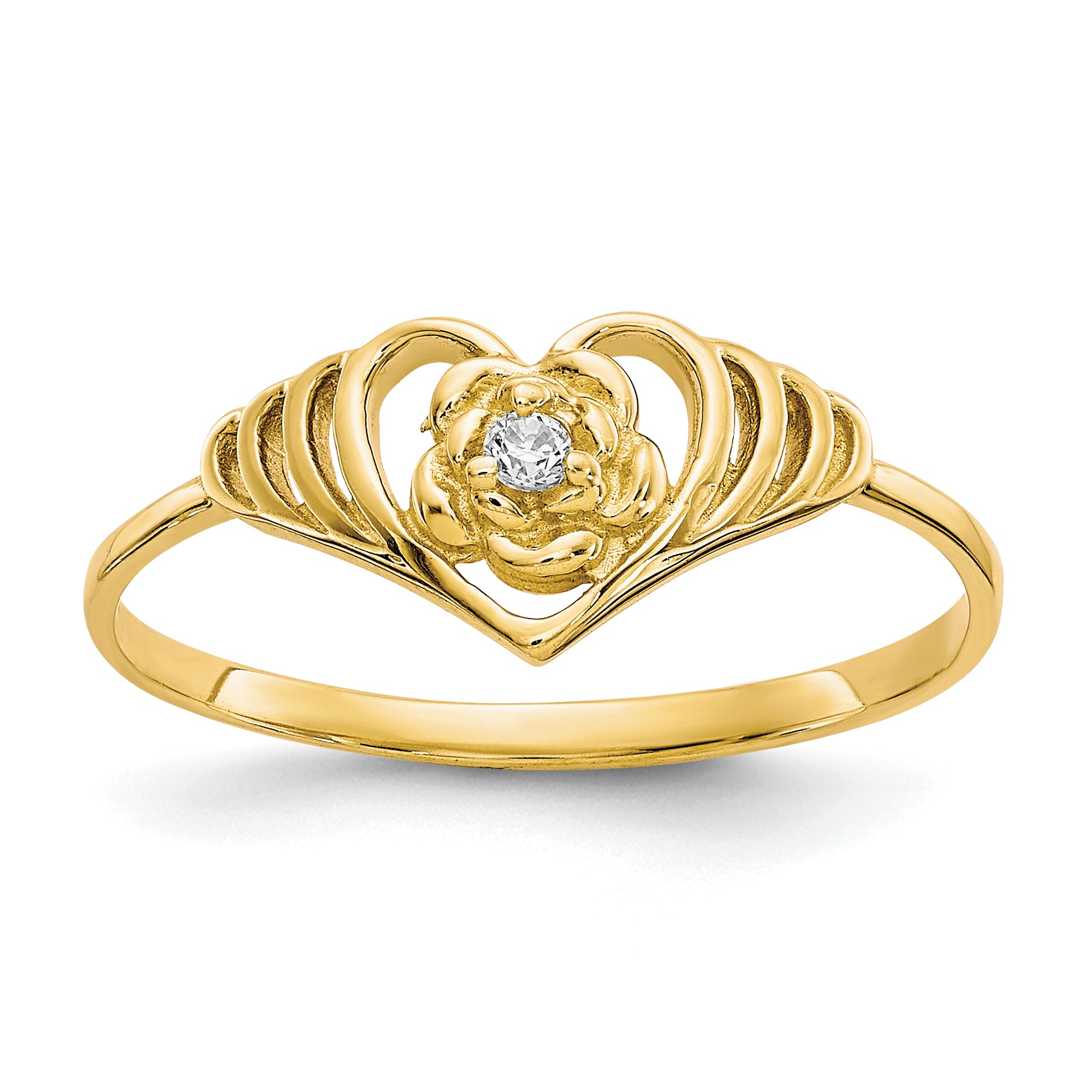 10k CZ Heart Ring Main image