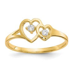 10k Double Heart CZ Ring