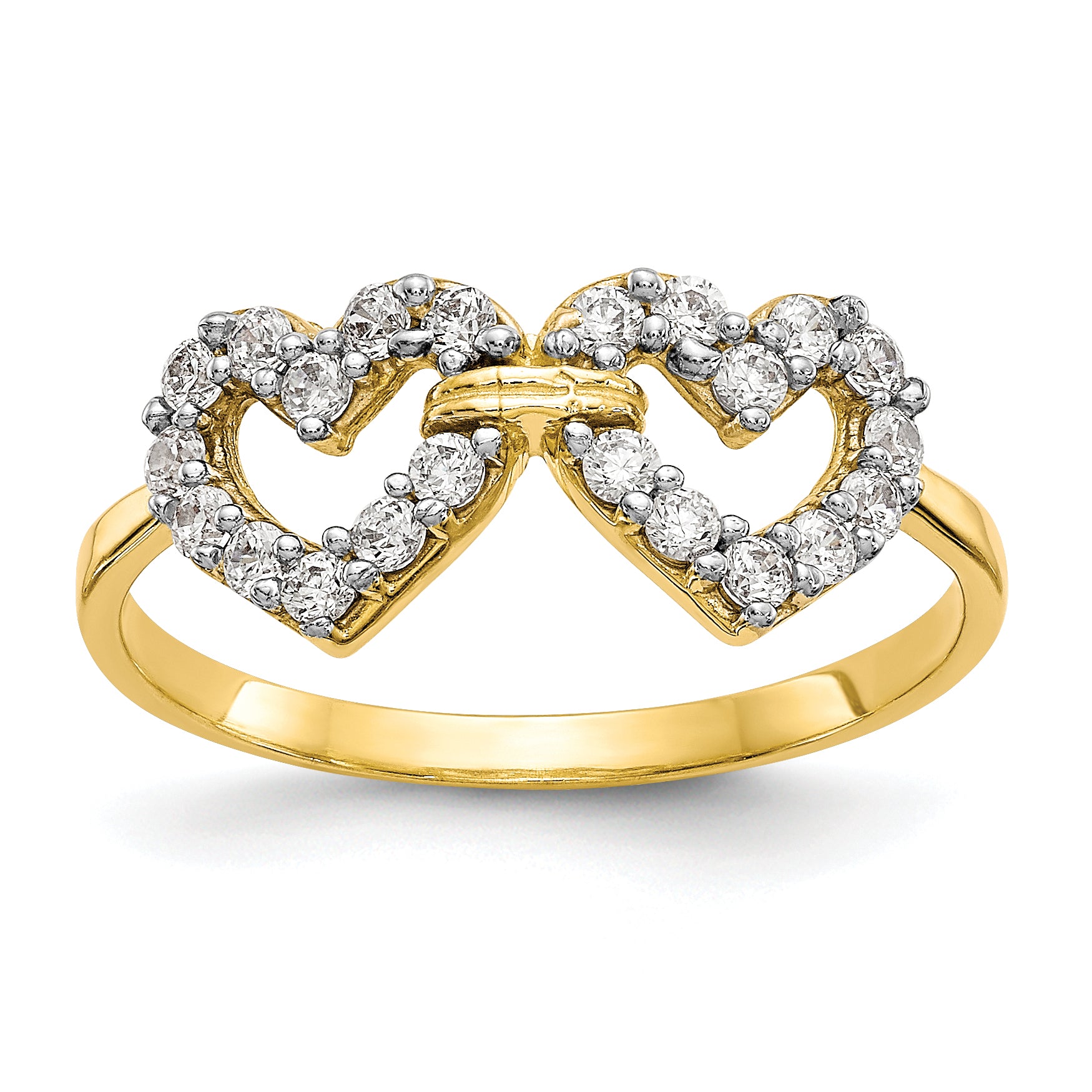 10k Double Heart CZ Ring Main image