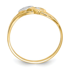 10K WithRhodium Double Heart CZ Ring