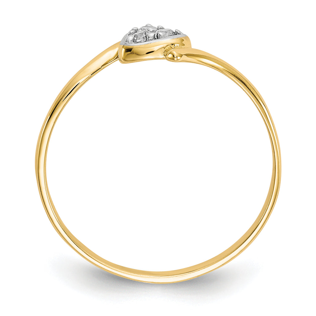10K WithRhodium CZ Heart Ring