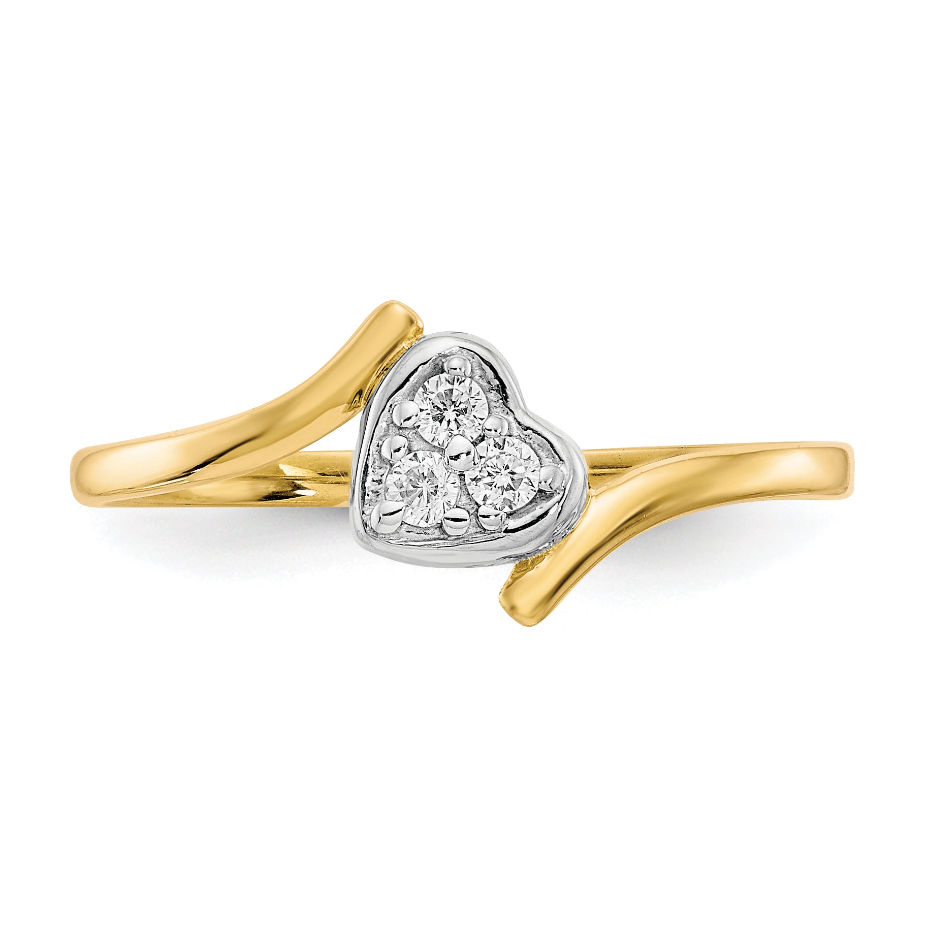 10K WithRhodium CZ Heart Ring