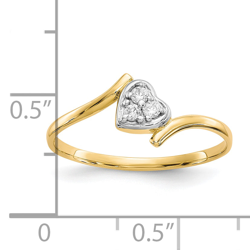 10K WithRhodium CZ Heart Ring