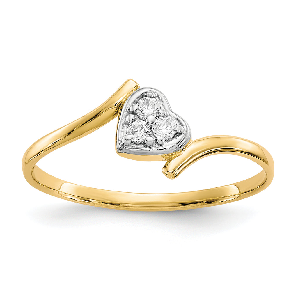 10K WithRhodium CZ Heart Ring