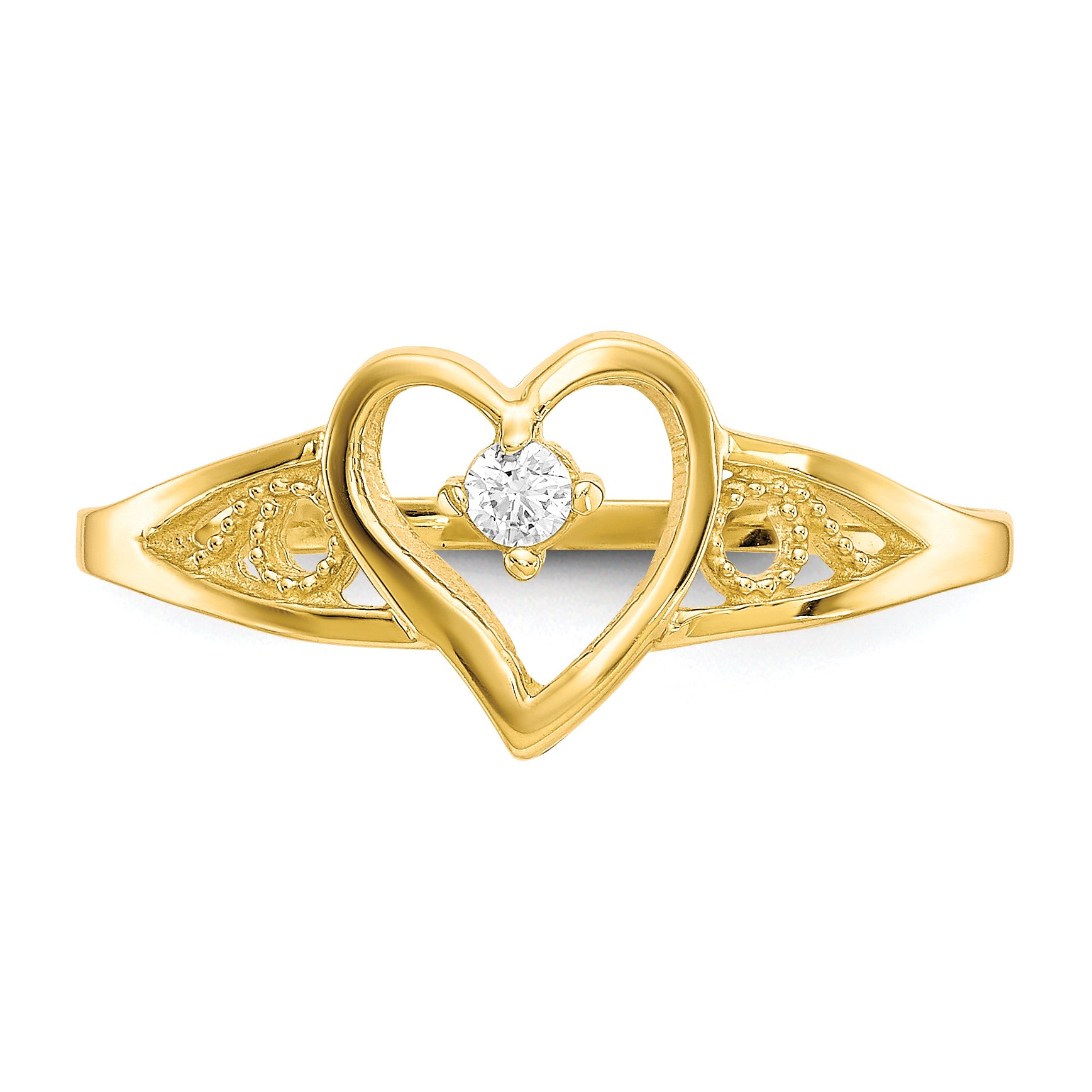 10k Heart CZ Ring - 6