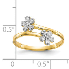 10k Double Flower CZ Ring