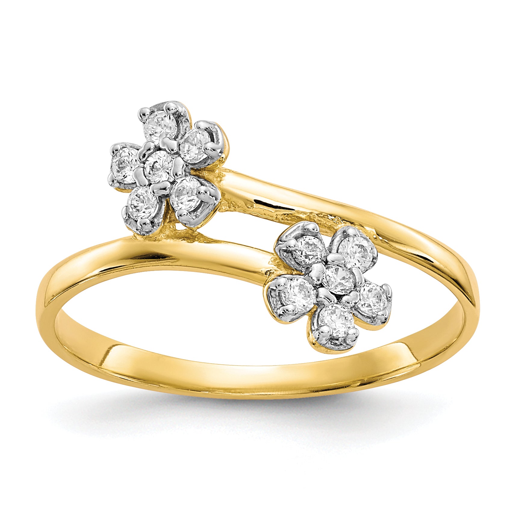 10k Double Flower CZ Ring Main image
