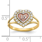 10k Two-tone with White Rhodium Sweet 15 CZ Heart Ring