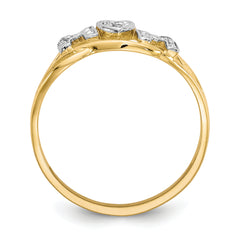 10K WithRhodium Mom CZ Ring