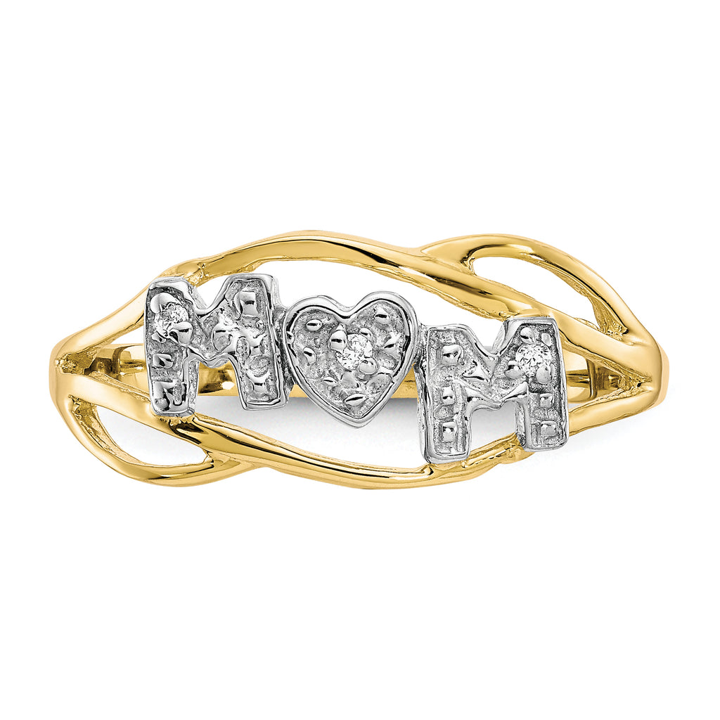 10K WithRhodium Mom CZ Ring