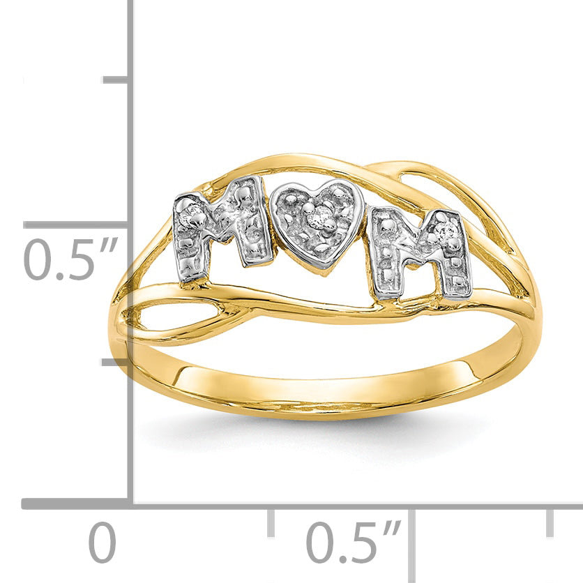 10K WithRhodium Mom CZ Ring
