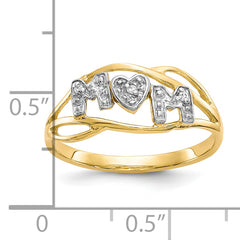 10K WithRhodium Mom CZ Ring