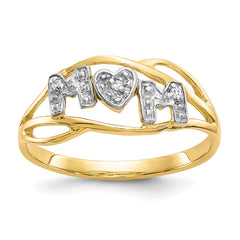 10K WithRhodium Mom CZ Ring