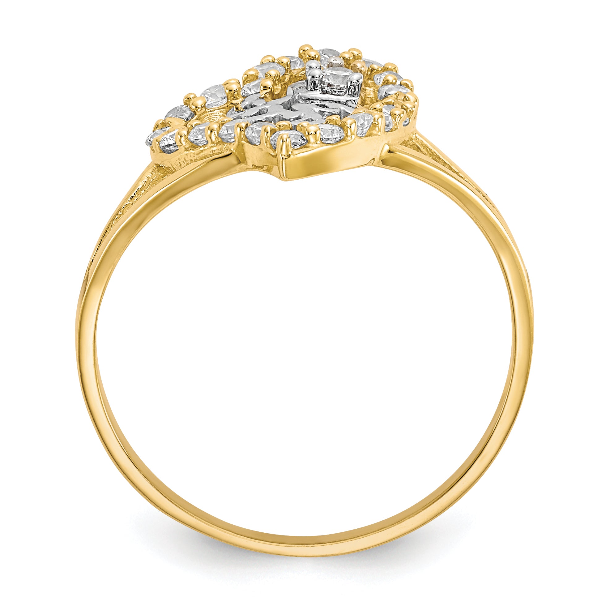 10K WithWhite Rhodium I LOVE YOU  CZ Heart Ring