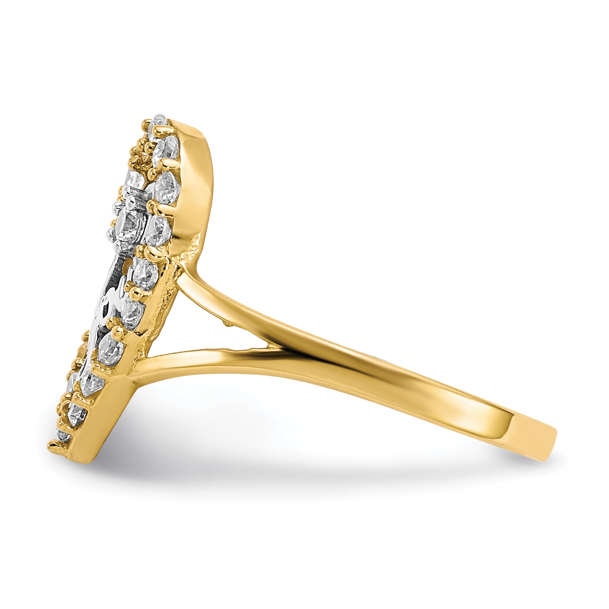 10K WithWhite Rhodium I LOVE YOU  CZ Heart Ring