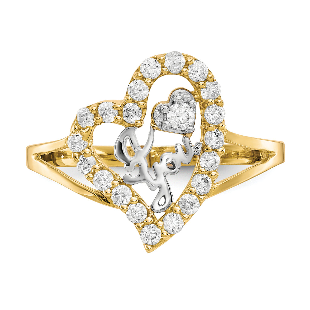 10K WithWhite Rhodium I LOVE YOU  CZ Heart Ring