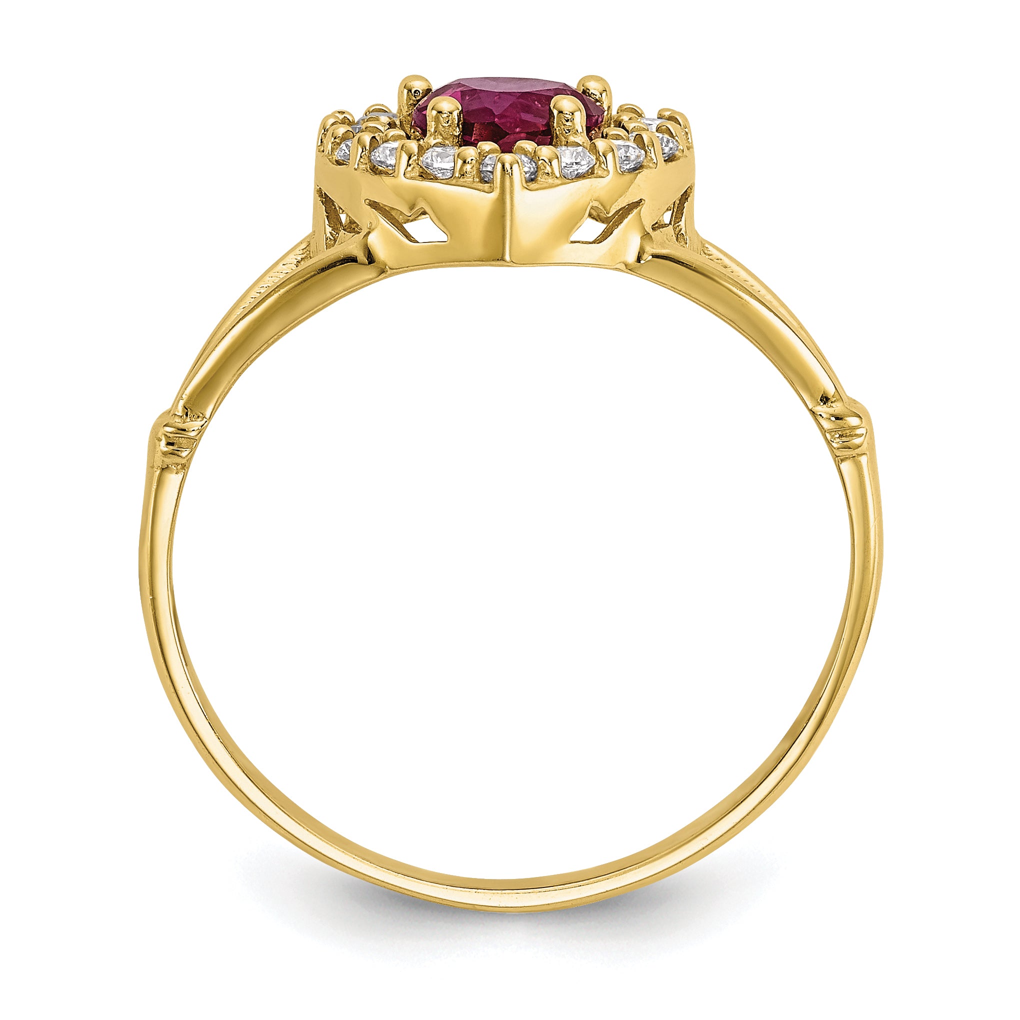 10K Red and White CZ Heart Ring Secondary image