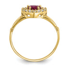 10K Red and White CZ Heart Ring