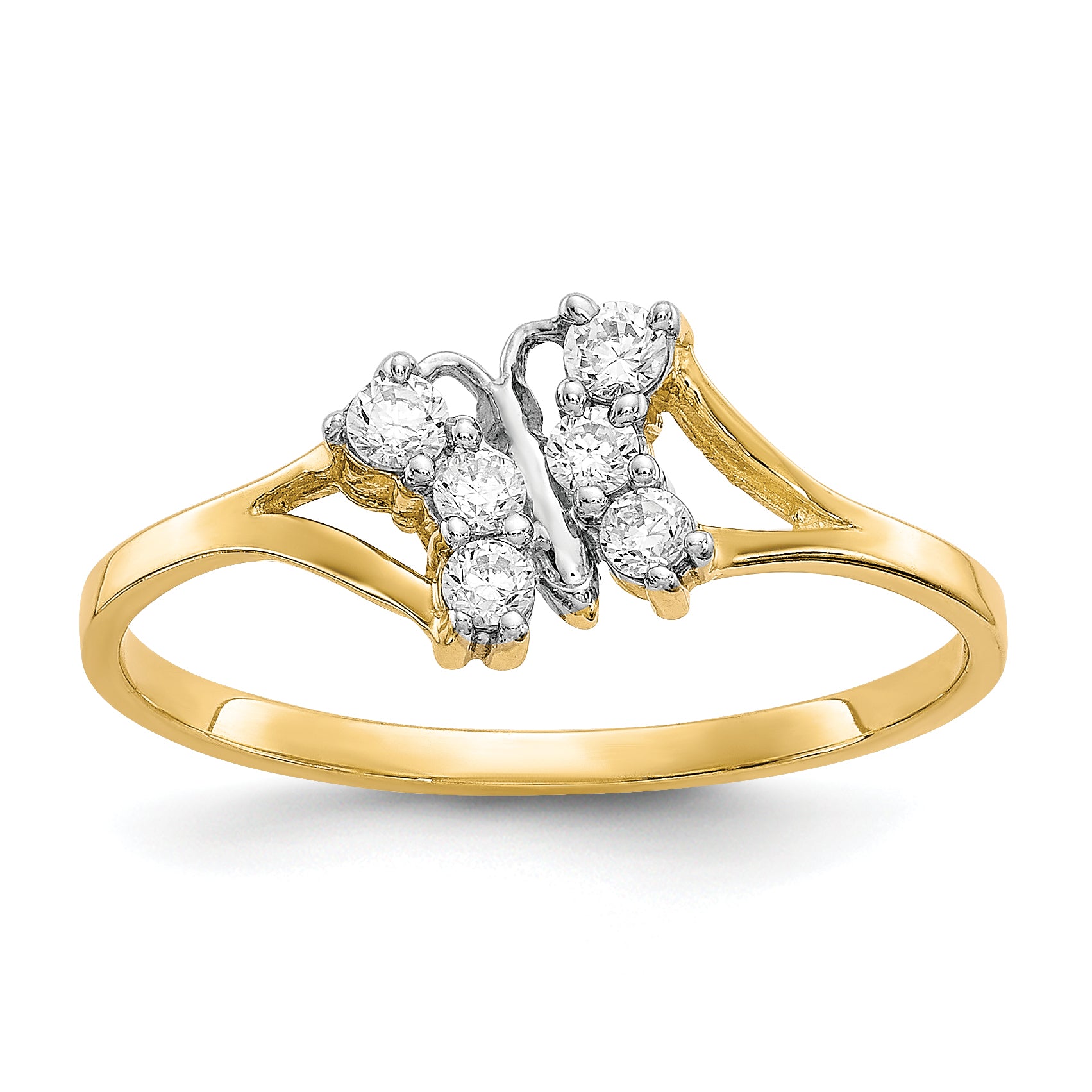 10K WithRhodium CZ Butterfly Ring Main image