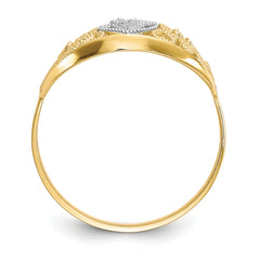 10K WithRhodium Filigree Heart Ring
