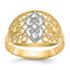 10K WithRhodium Filigree Heart Ring