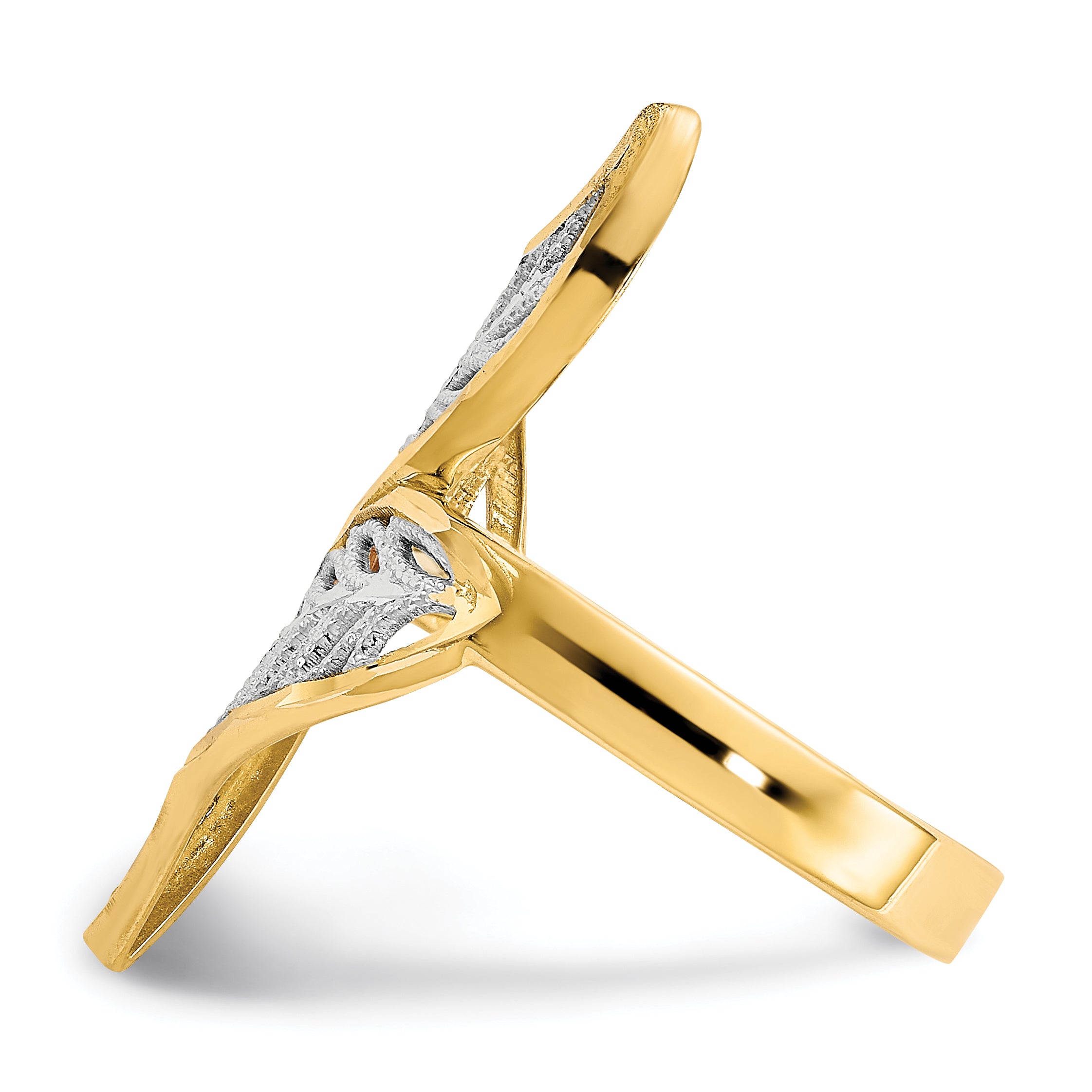 10K WithRhodium Diamond-Cut Filigree Ring