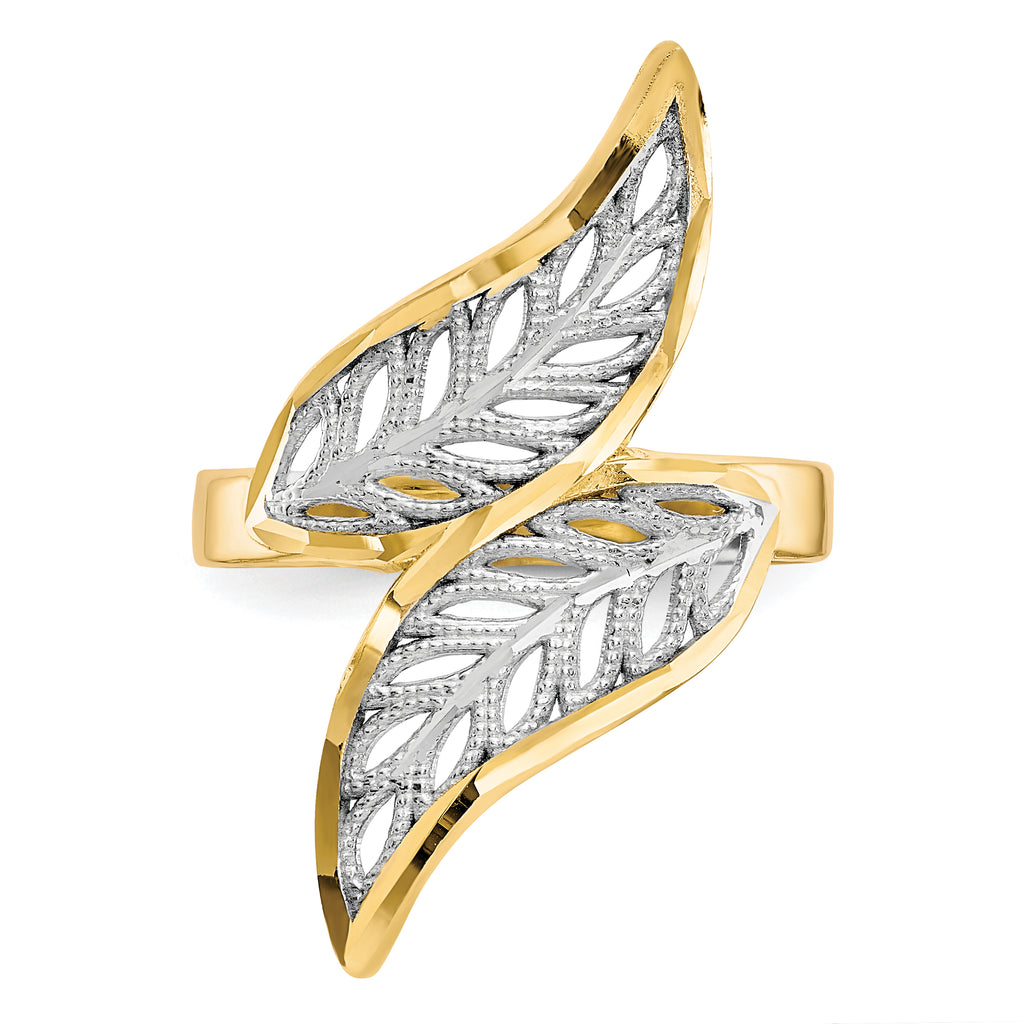 10K WithRhodium Diamond-Cut Filigree Ring