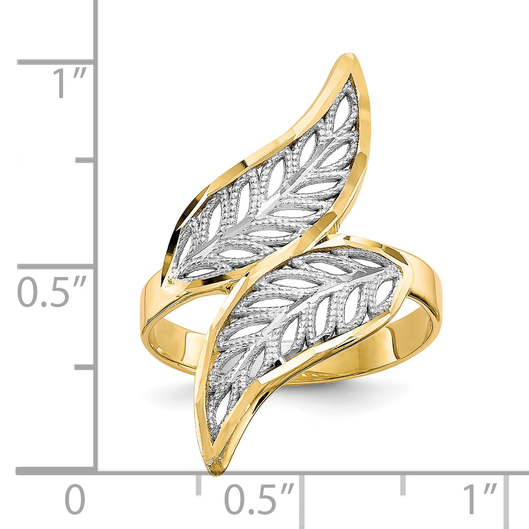 10K WithRhodium Diamond-Cut Filigree Ring