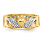10k & Rhodium Men's Claddagh Ring