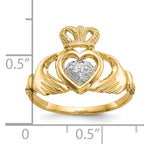 10k & Rhodium Claddagh Ring