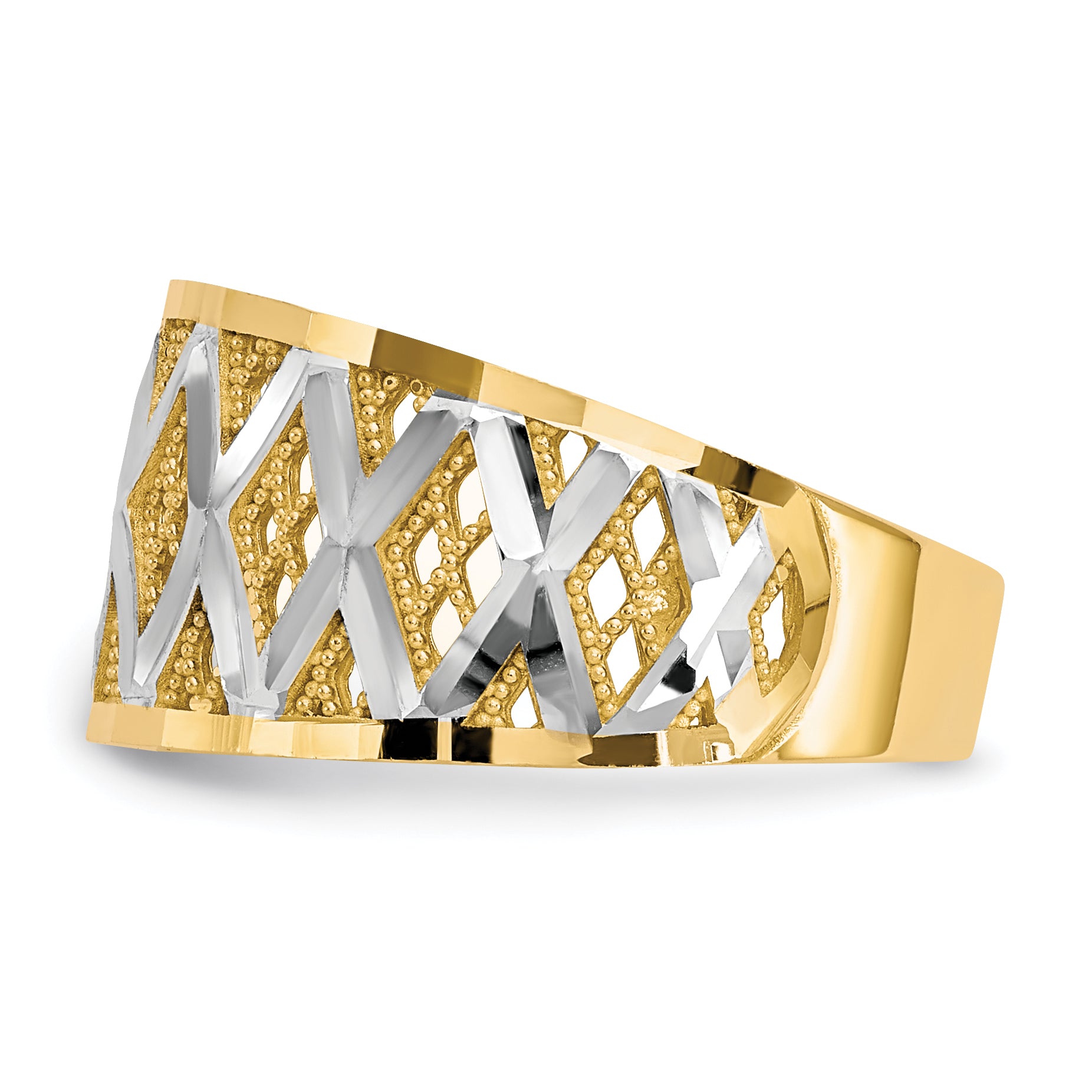 10K WithRhodium Diamond-Cut Filigree Ring