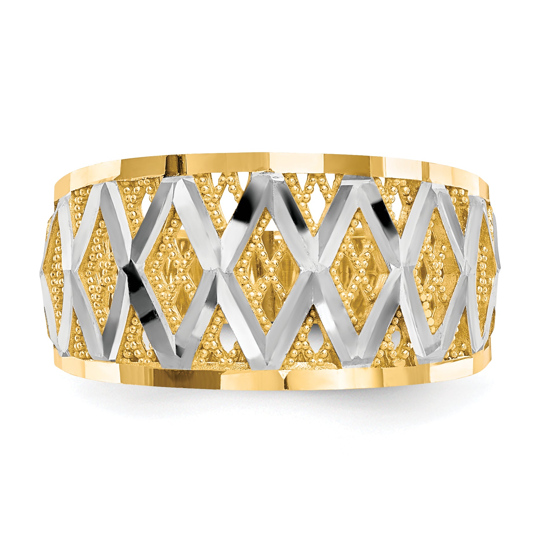 10K WithRhodium Diamond-Cut Filigree Ring