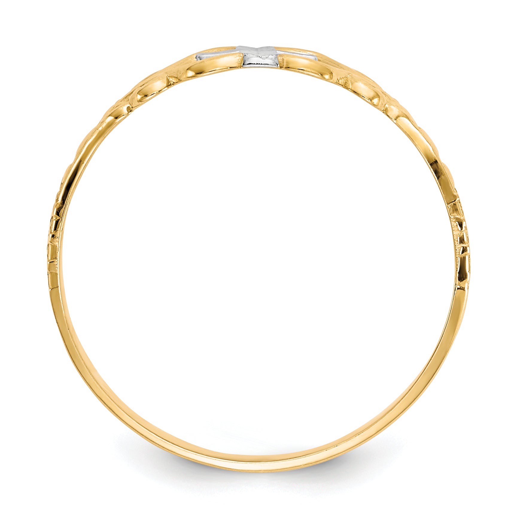 10k & Rhodium Polished Cross Ring Secondary image