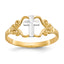 10k & Rhodium Polished Cross Ring