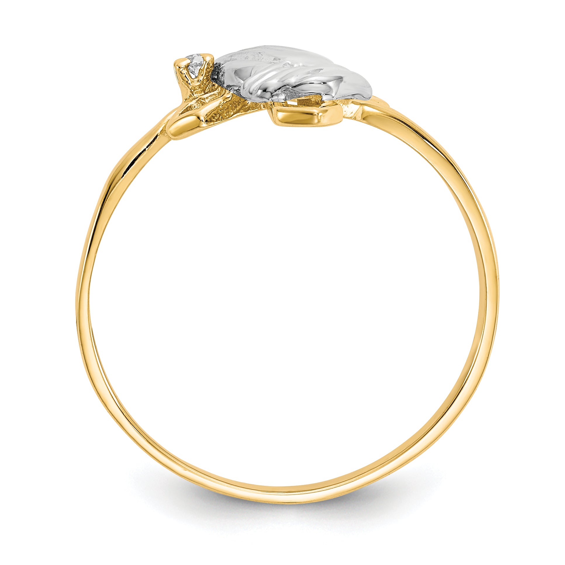 10k & Rhodium Praying Hands CZ WithCross Ring Secondary image