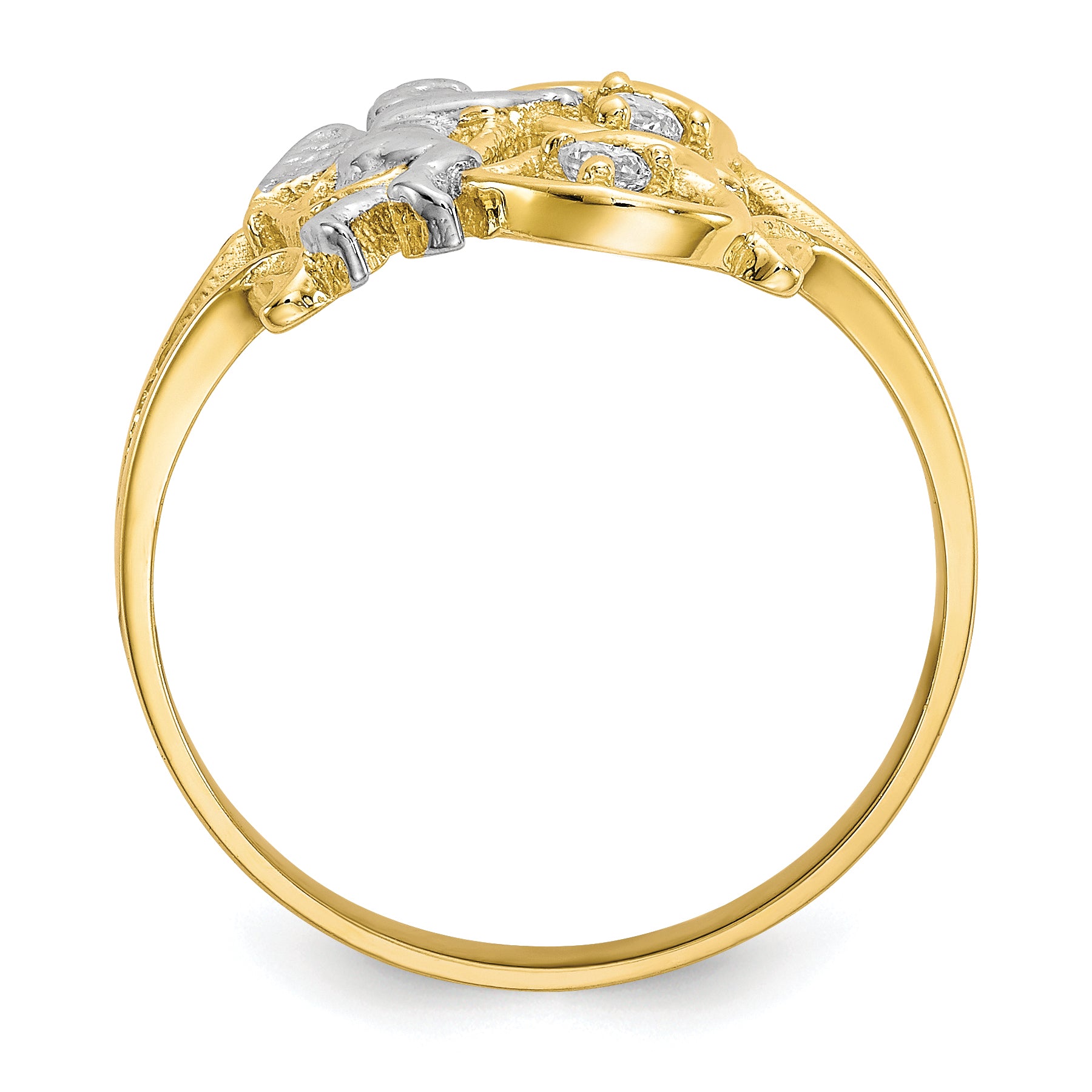 10k & Rhodium CZ Angel WithHearts Ring Secondary image