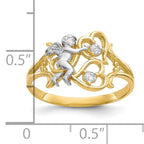 10k & Rhodium CZ Angel WithHearts Ring